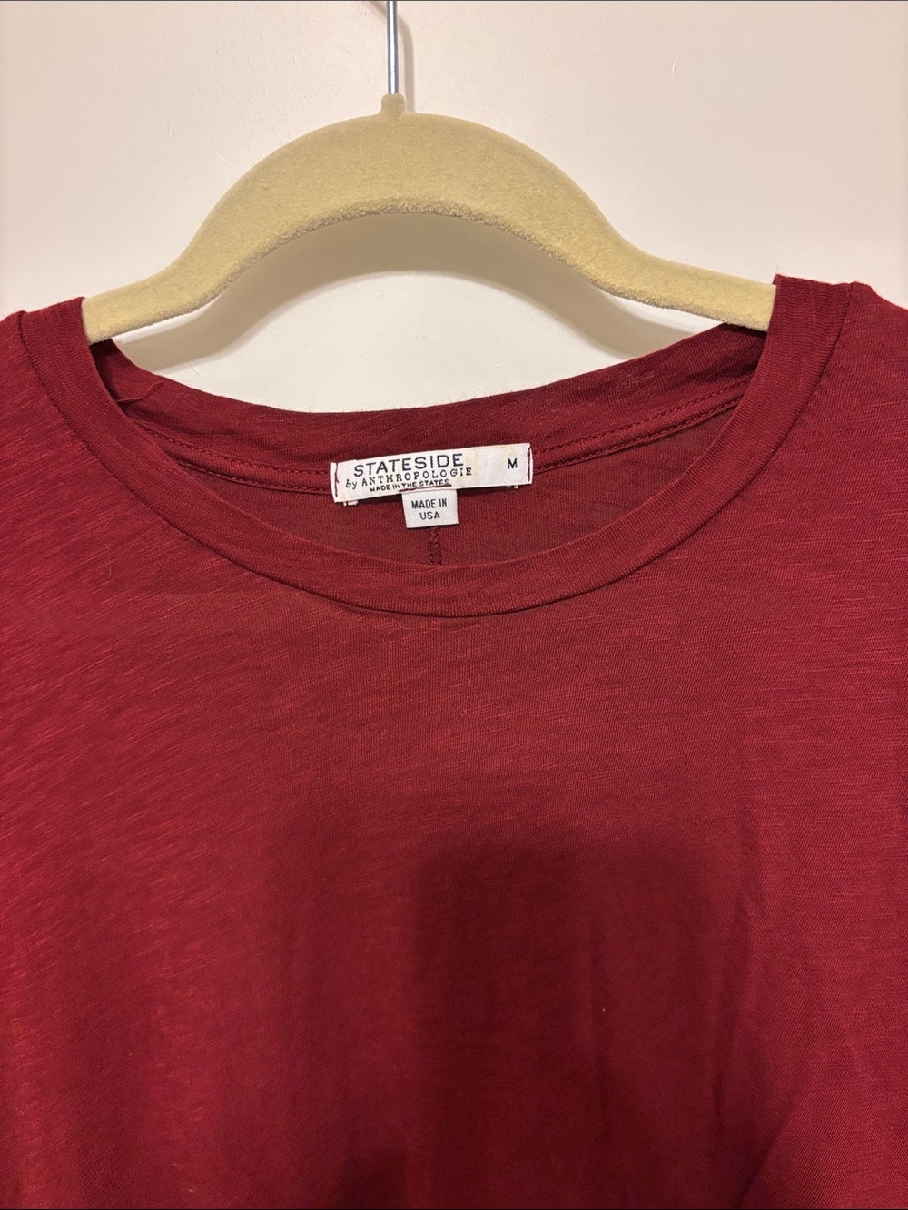 Anthropologie Stateside Burgundy Short Sleeve Tunic Tee with side slit - medium - Picture 2 of 6